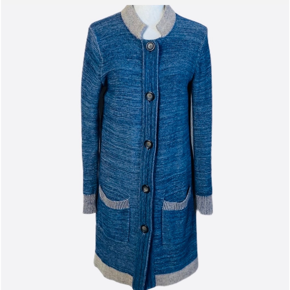 Linen cotton, cozy J Jill women’s small, heathered blue button down sweater